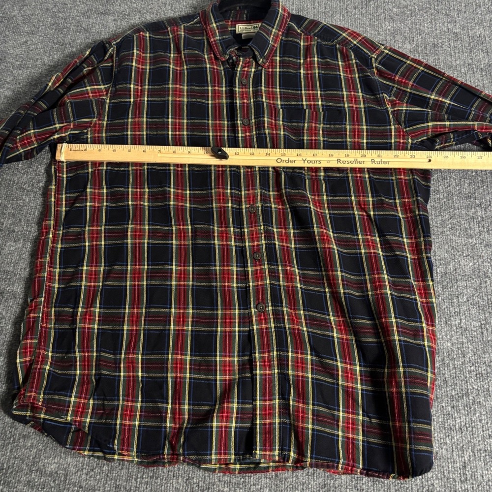 LL Bean Scotch Plaid Flannel Shirt Mens XL Blue Traditional Fit Button Down - Picture 6 of 11